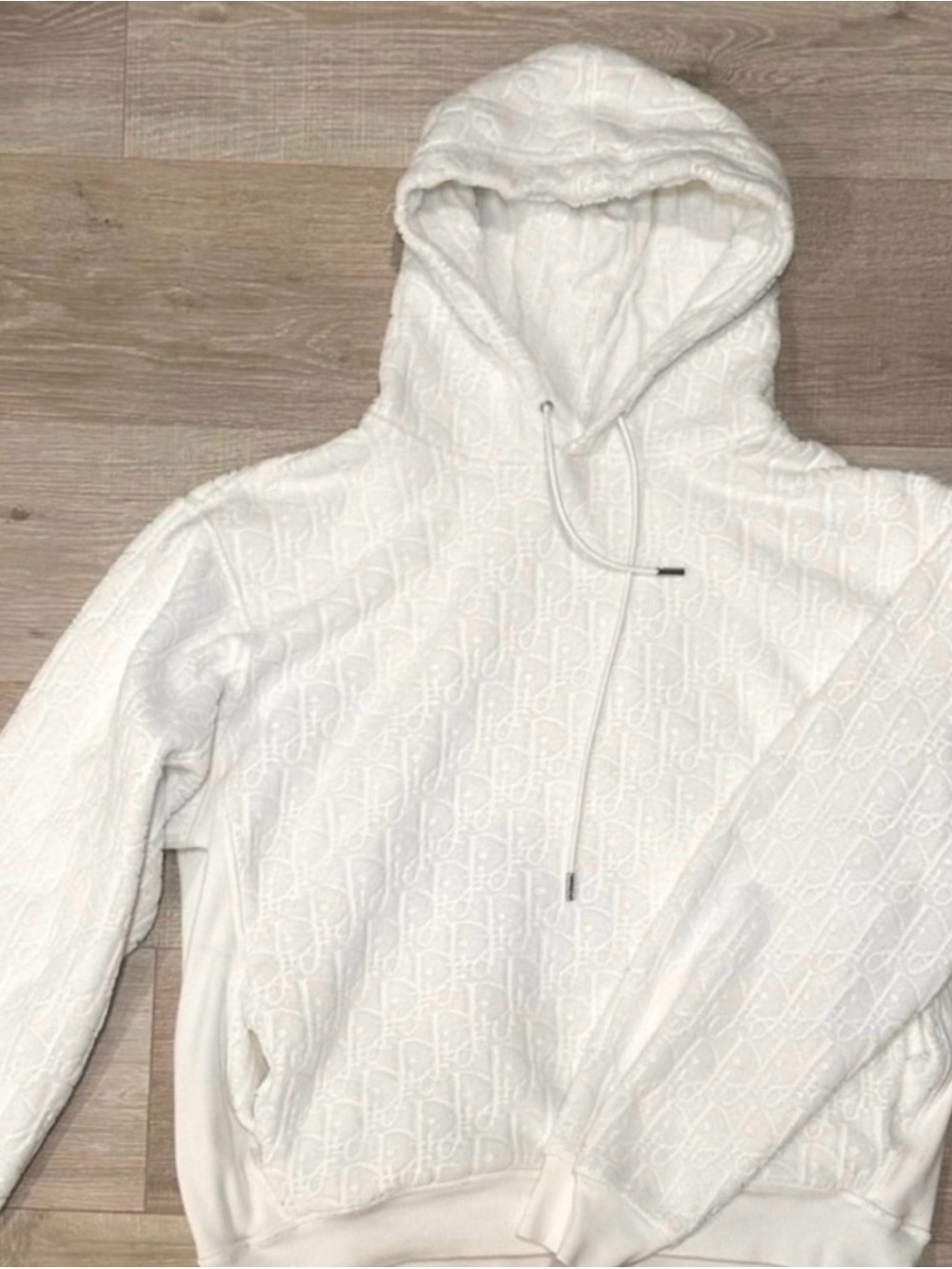 Dior White Textured Monogram Hoodie